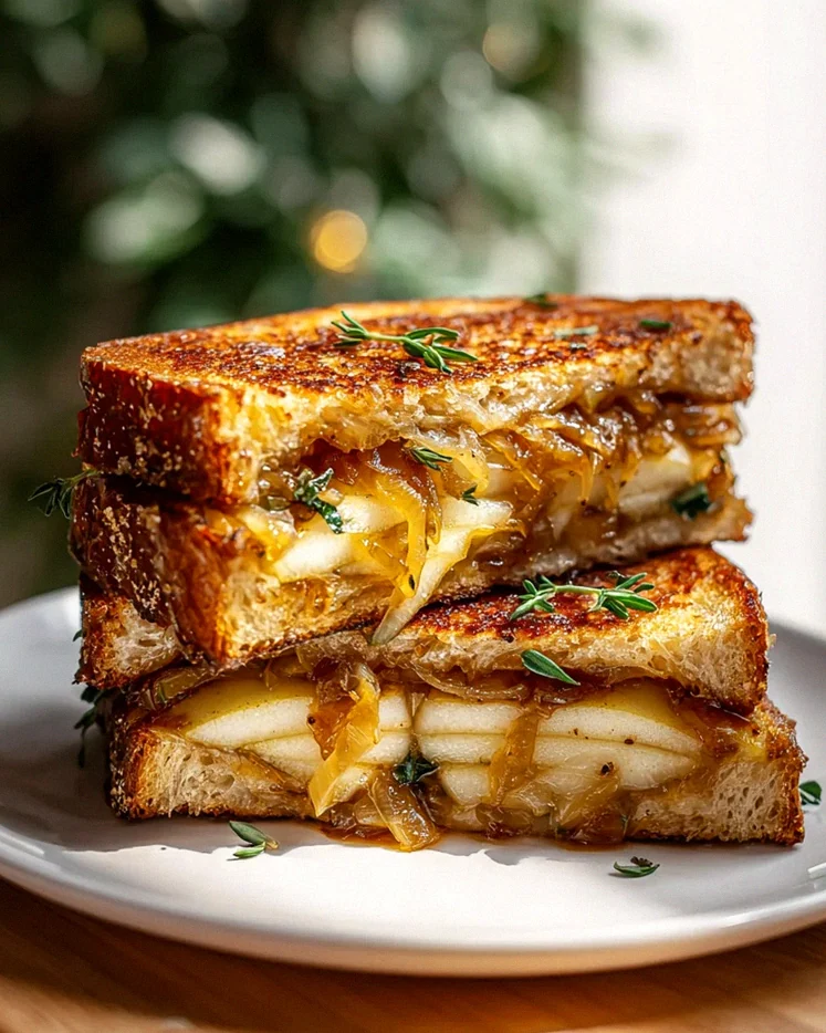 Birnen-Apfel-Grilled-Cheese mit karamellisierten Zwiebeln – Schritt 2