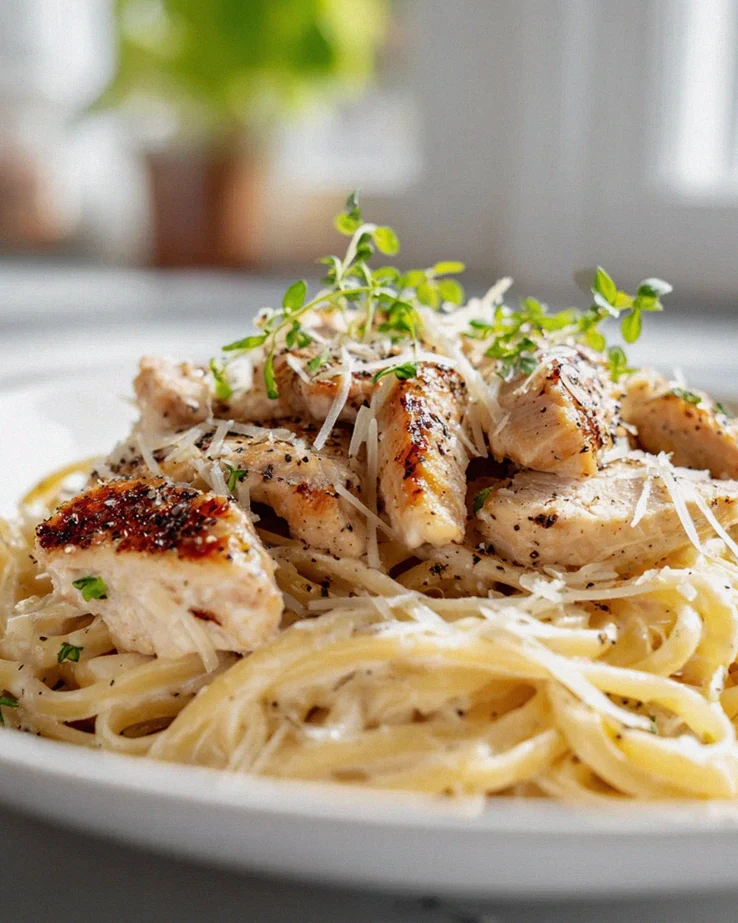 Cremige Protein Pasta Alfredo mit Hähnchen & Parmesan – Schritt 2