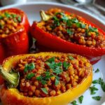 Gefüllte Spitzpaprika mit Linsen
