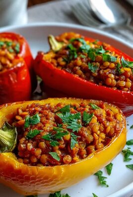 Gefüllte Spitzpaprika mit Linsen