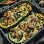 Gefüllte Zucchini mit Spinat Champignons Ricotta für 6 Personen
