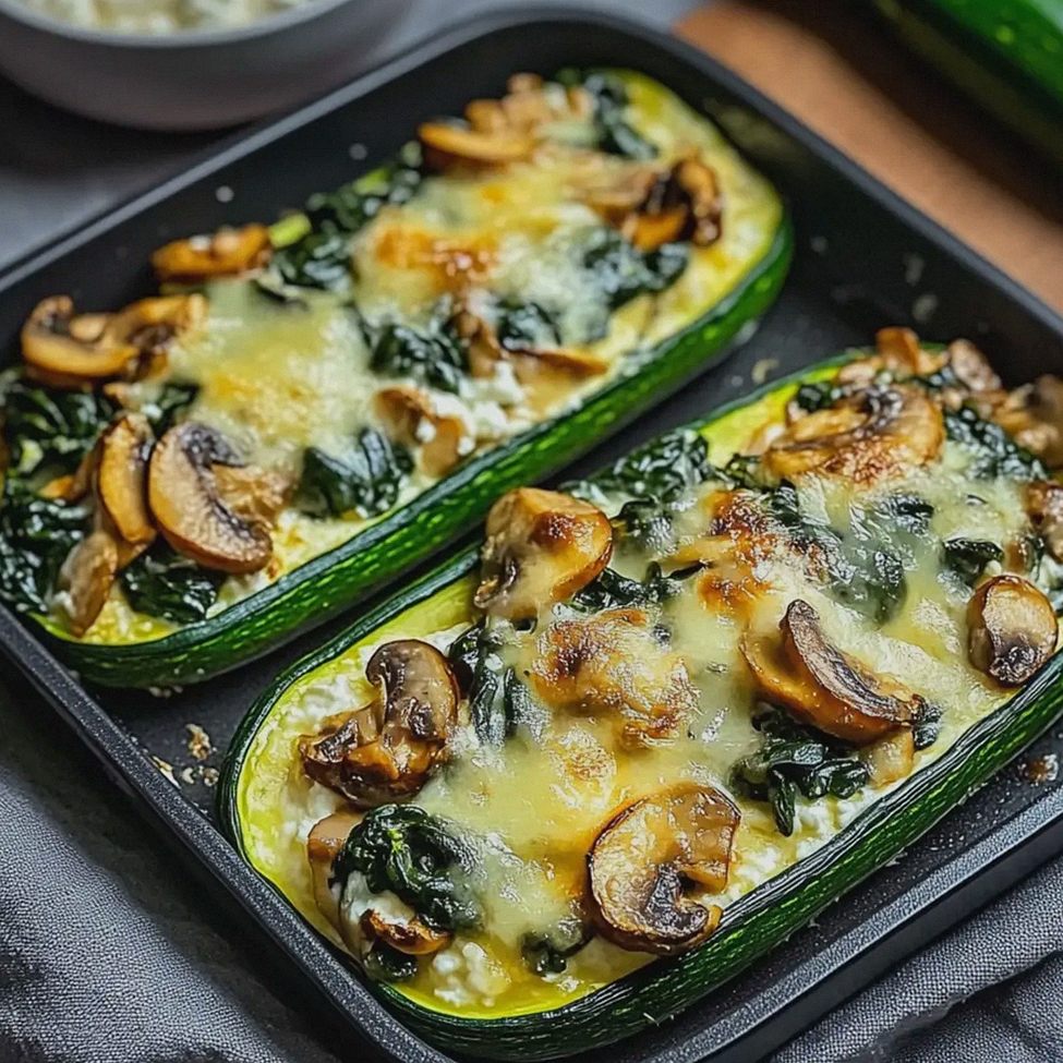 Gefüllte Zucchini mit Spinat Champignons Ricotta für 6 Personen – Schritt 1