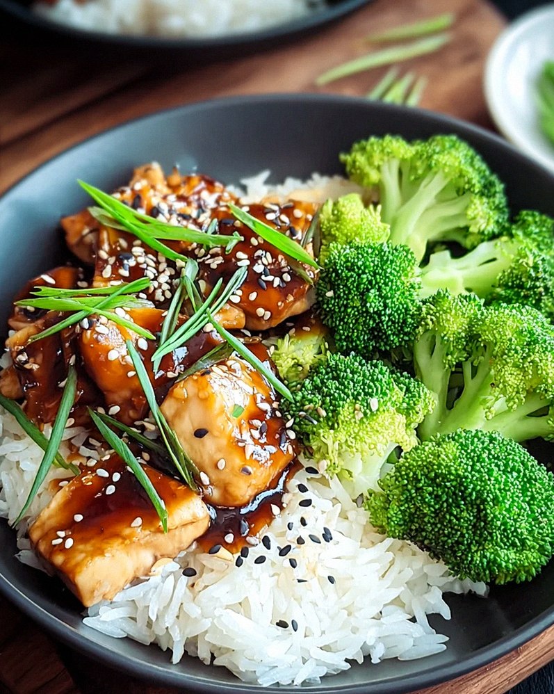 Hähnchen-Teriyaki mit Brokkoli und Reis