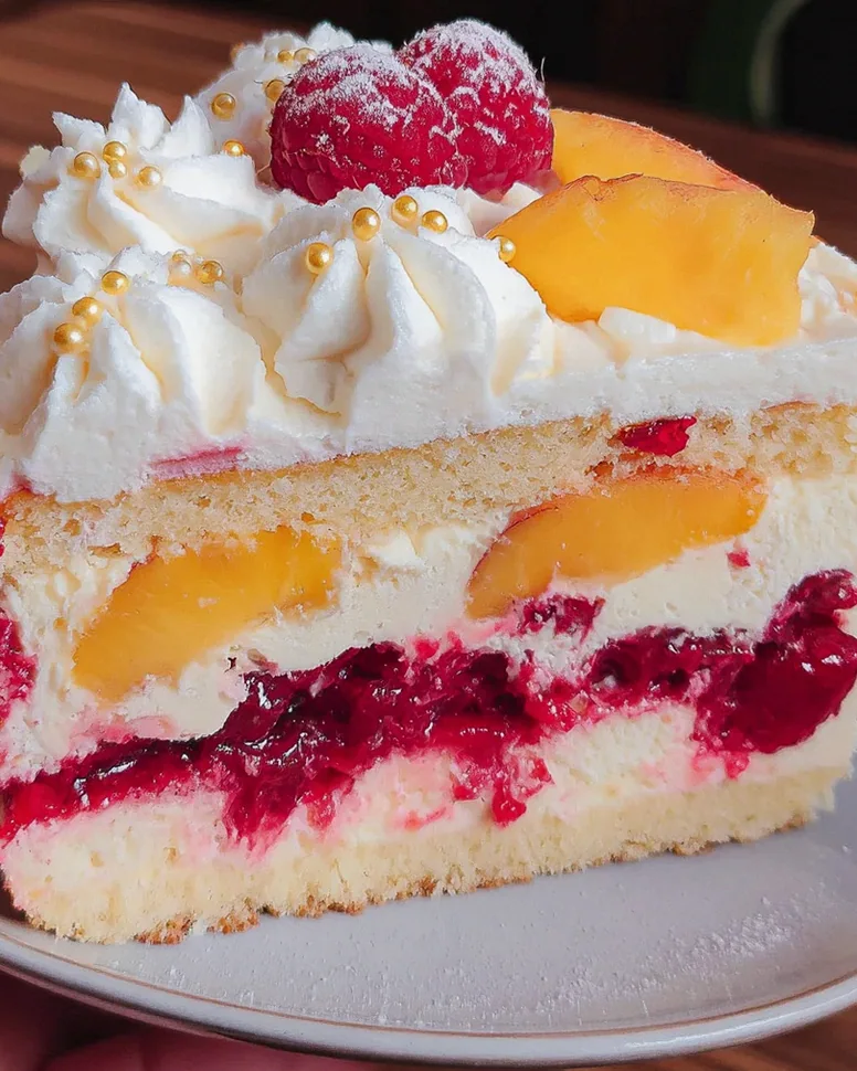 Himbeer-Pfirsich-Torte