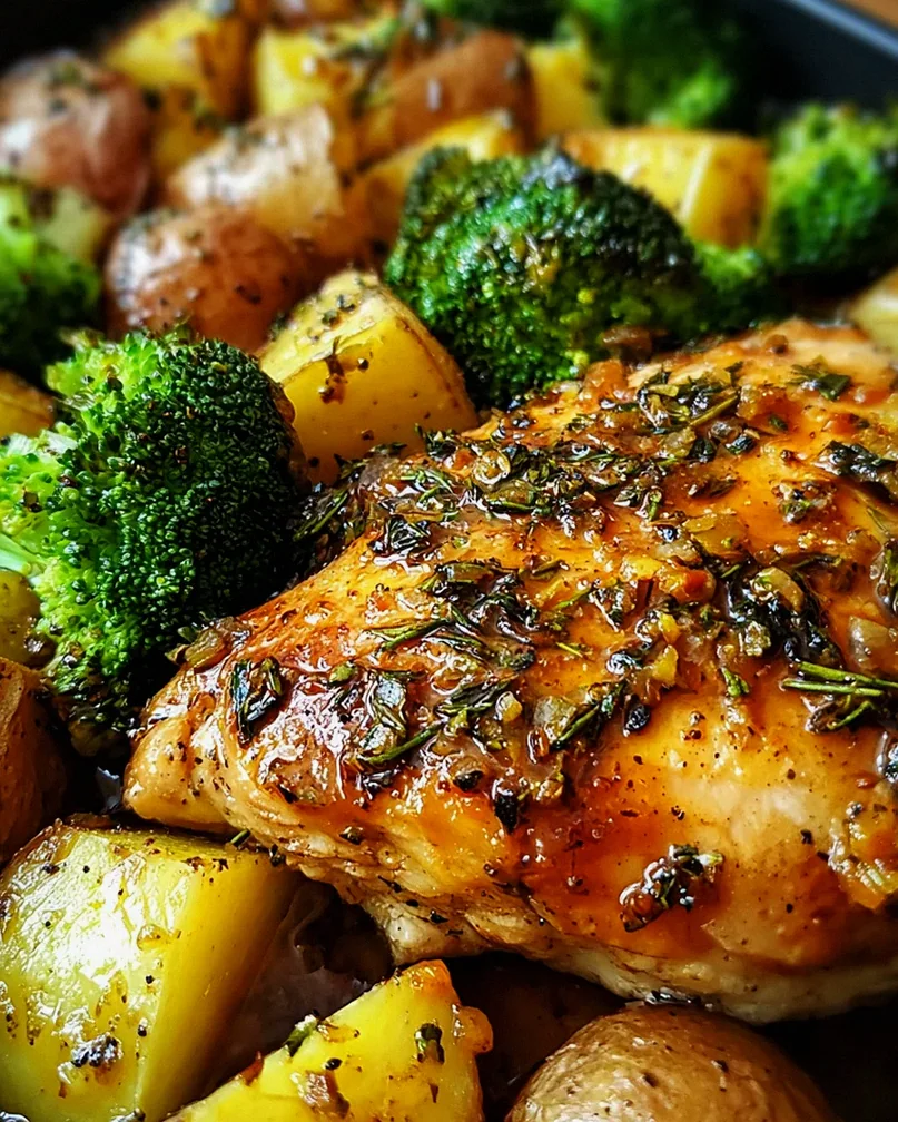 Honig-Knoblauch-Hähnchen mit Brokkoli und Kartoffeln aus dem Ofen – Schritt 1