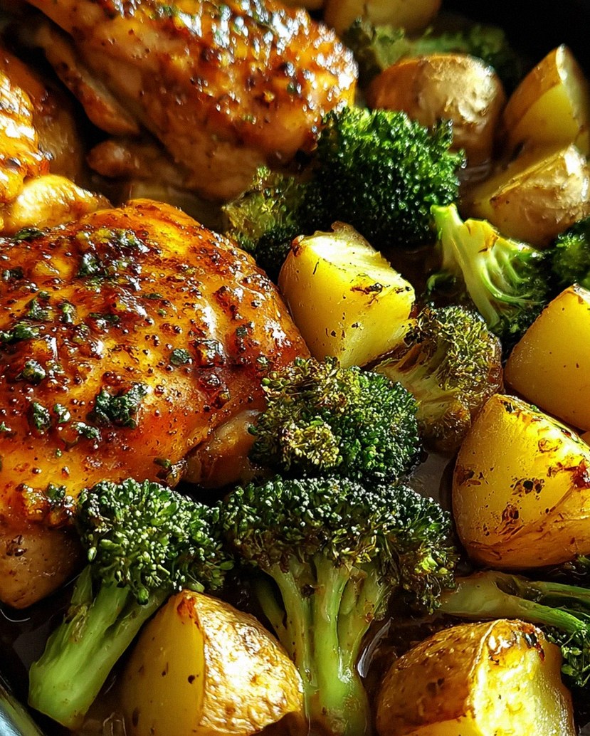 Honig-Knoblauch-Hähnchen mit Brokkoli und Kartoffeln aus dem Ofen – Schritt 2