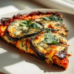 Keto Aubergine Pizza Scheiben: Knusprig mit Parmesankruste!