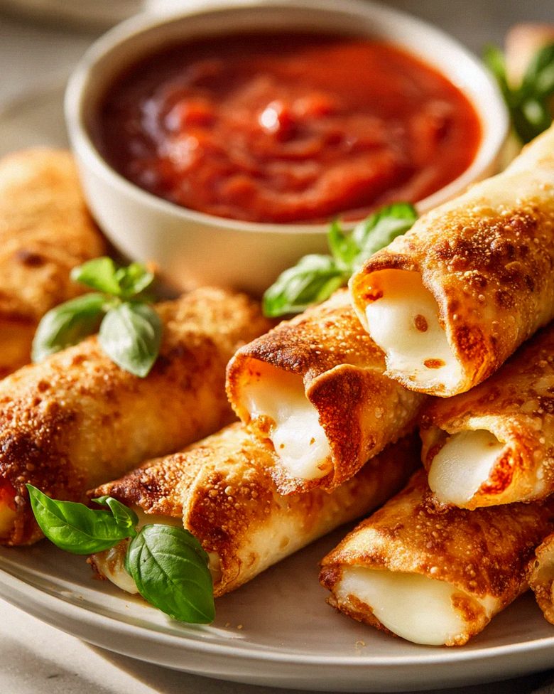 Leckere Pizza Roll Breadsticks: Mozzarella & Tomatensauce!