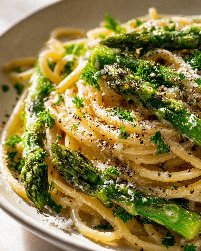 Leckere Spargel Pasta mit grünem Spargel - schnell & einfach!