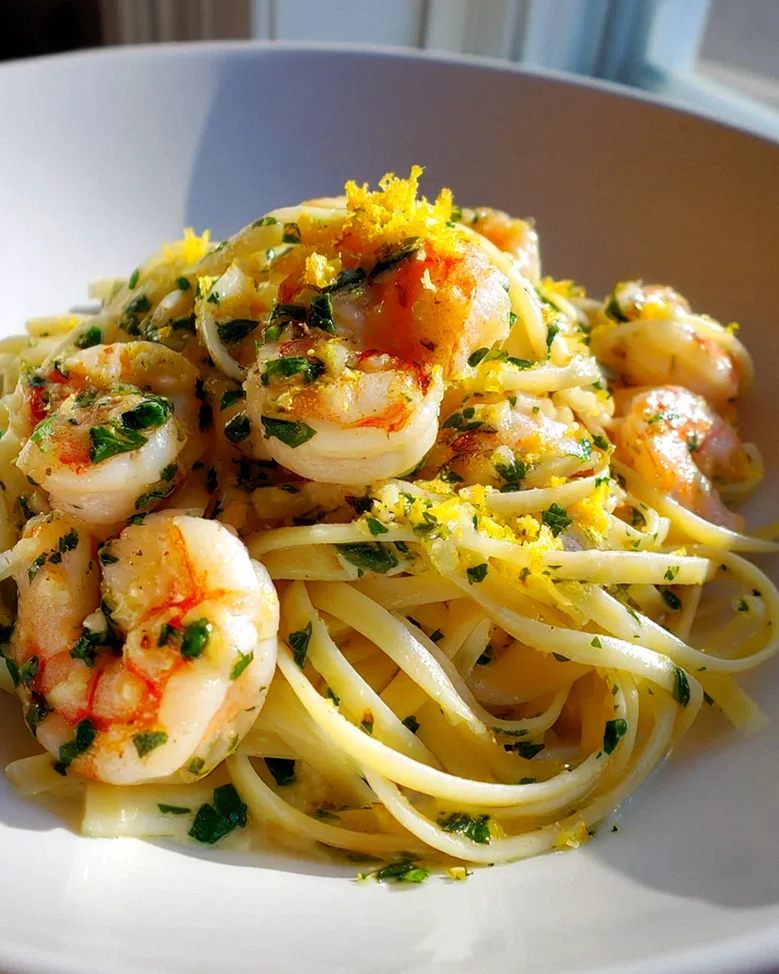 Linguine mit saftigen Garnelen & spritziger Zitronensauce