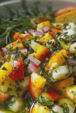 Mangosalat frisch mit Gurke und roter Paprika zubereiten
