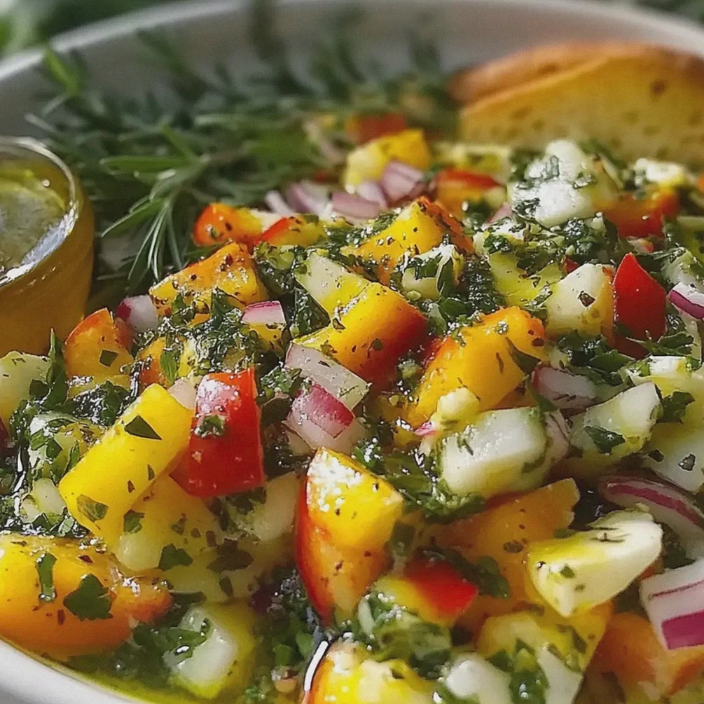 Mangosalat frisch mit Gurke und roter Paprika zubereiten