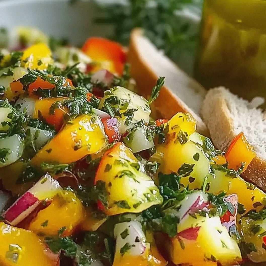 Mangosalat frisch mit Gurke und roter Paprika zubereiten – Schritt 2