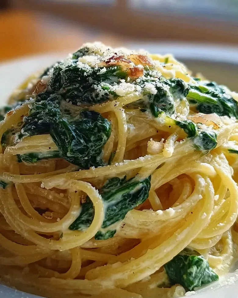 Spaghetti mit Spinat Frischkäse Sauce: Unglaublich lecker!