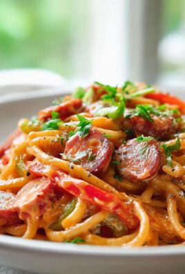 Würzige Cajun Rindswurst Pasta Bowl mit Reis & Gemüse