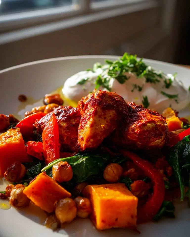 Würziges Ofen-Harissa Hähnchen mit Süßkartoffel, Kichererbsen und Knoblauchjoghurt – Schritt 2